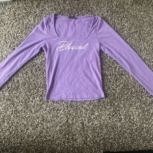 cropped purple long sleeve